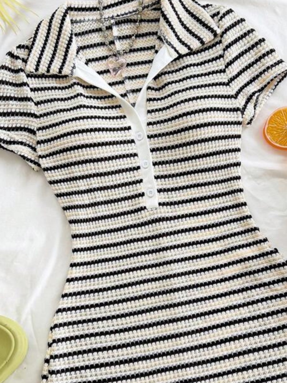 Striped Black & White Knit Bodysuit Romper